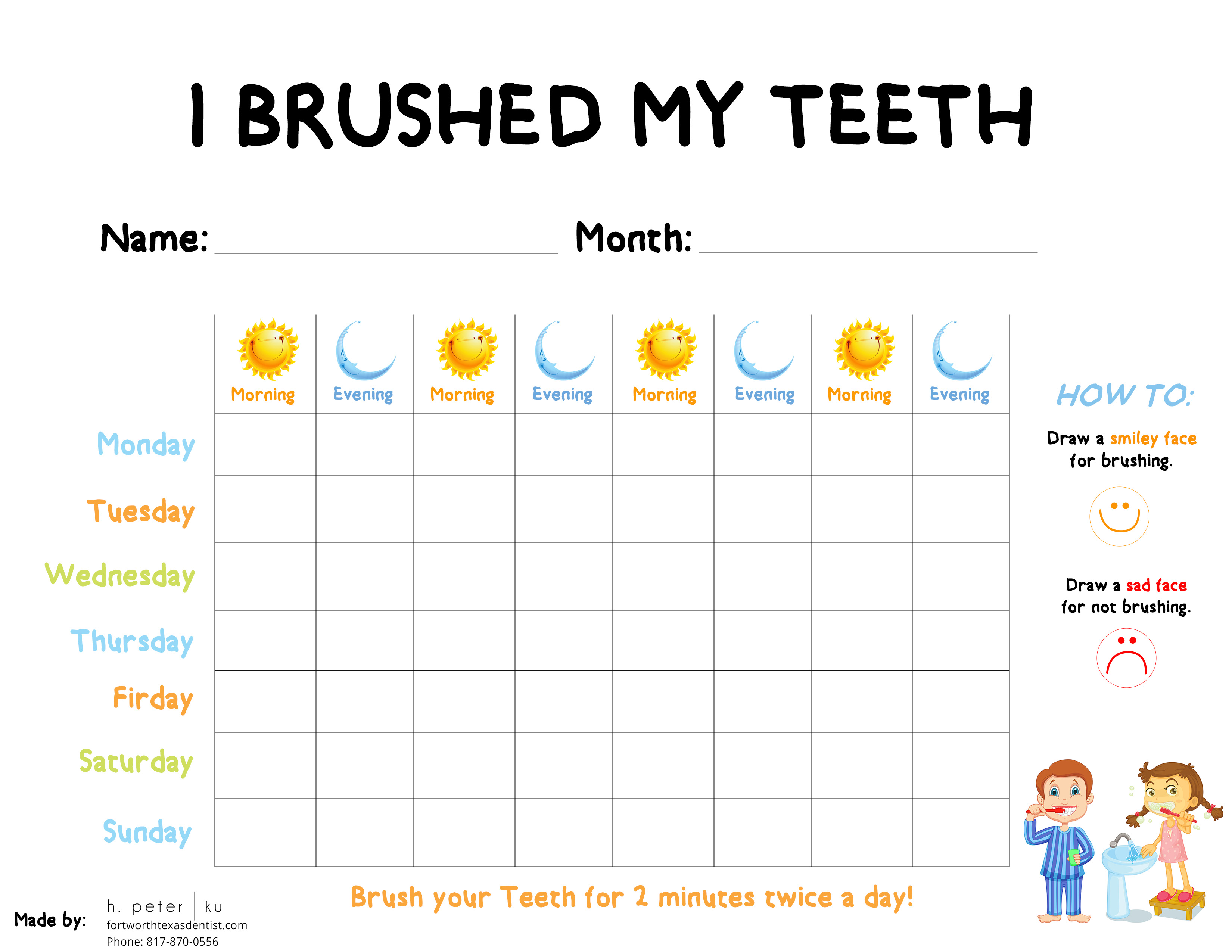 Tooth Brushing Reward Chart