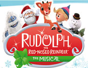 Classic Images of well known Rudolph the Red Nosed Reindeer featuring sign "The Musical"